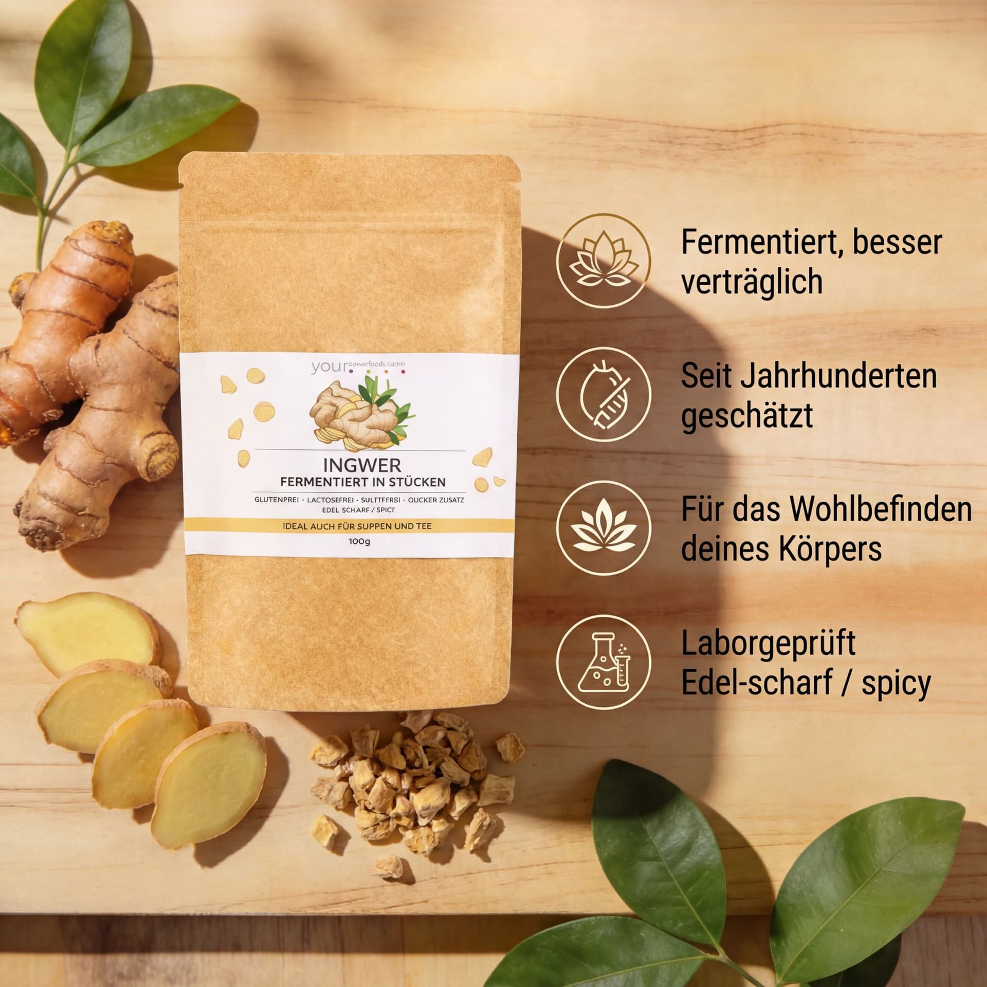 Ingwer fermentiert, 100g, Premium Qualität