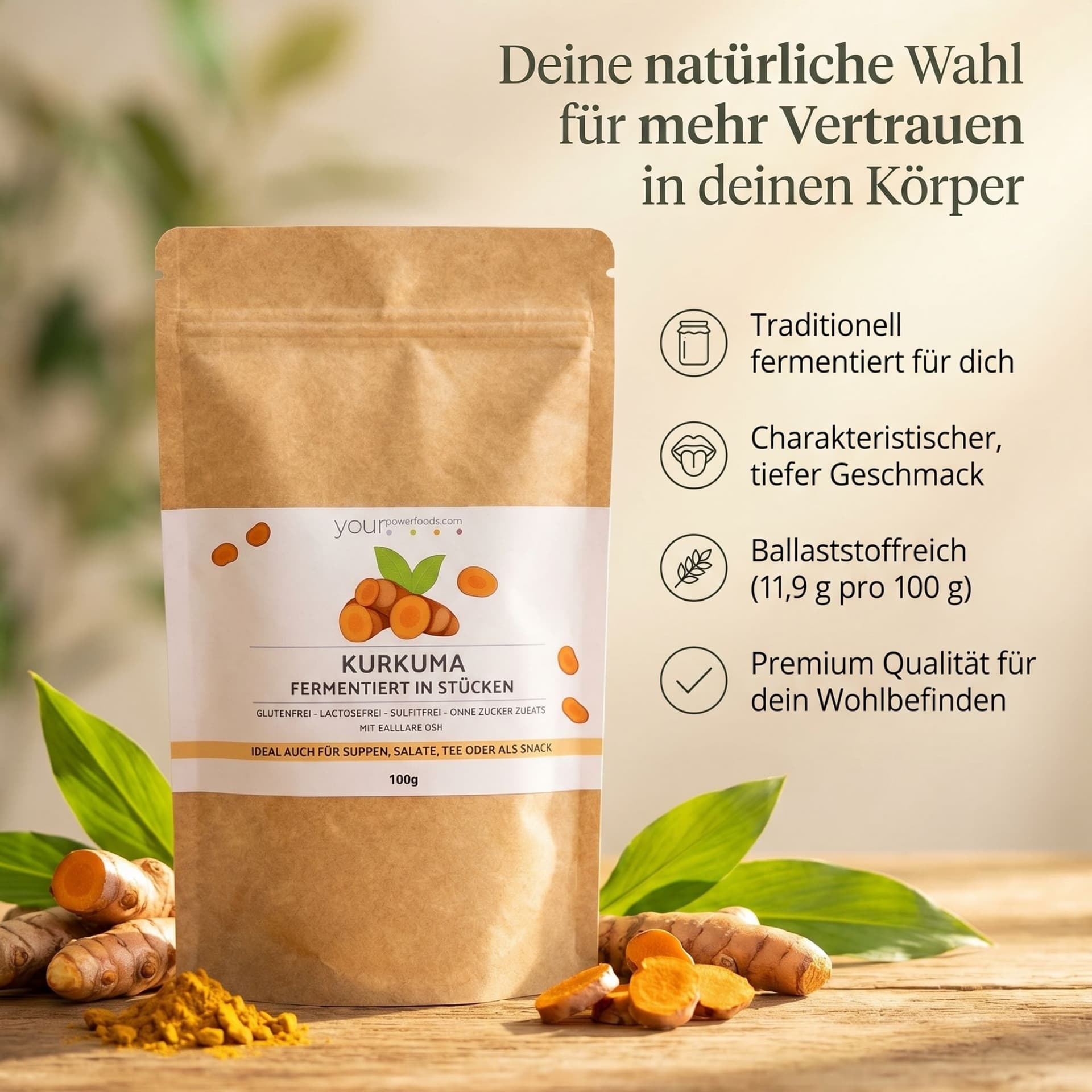 Kurkuma fermentiert, 100g, Premium Qualität