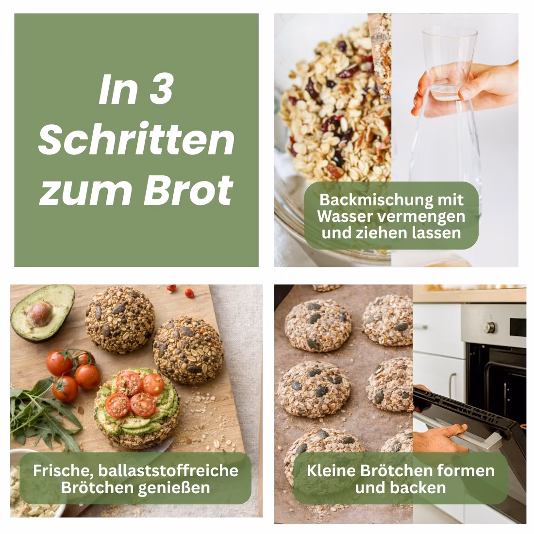 GLP-1 Powerbrötchen, Bio Brötchenbackmischung – Ballaststoffreiche Brötchen für deine GLP-1 Ernährung, 6 x 350 g