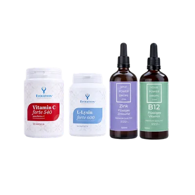 Starter set - Premium kvaliteta Tekući cink + Vitamin B12, Vitamin C forte 540, L-Lizin forte 600