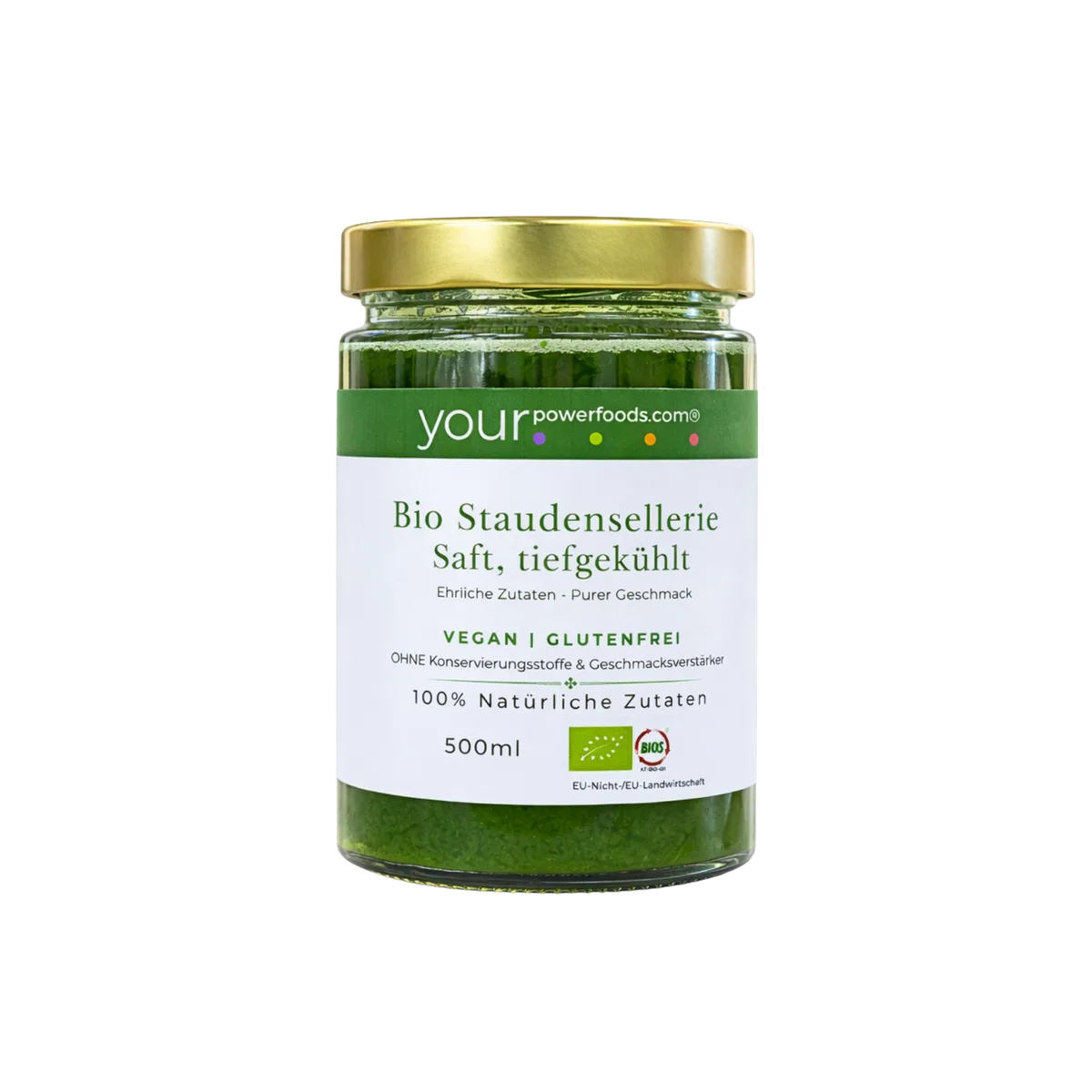 Bio Stauden Selleriesaft, tiefgekühlt, konform, vegan, glutenfrei, Vorteilsset 12 x 500 ml