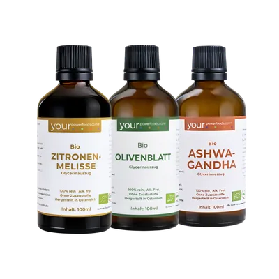 Pflanzliche Auszeit Bundle - Ashwagandha · Zitronenmelisse · Olivenblatt