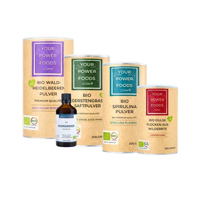 Heavy Metal Detox, POWERFOOD Set, HMDS, mit Bio Koriander Tinktur