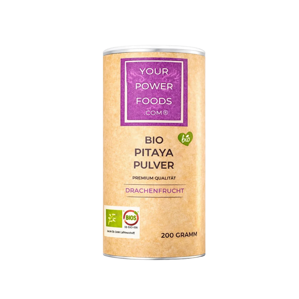 Pitaya Pulver, Bio, 200g, rotes Drachenfrucht Pulver, Red Dragon Powder