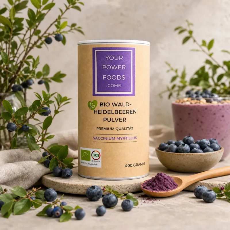Bio Waldheidelbeeren Pulver, Premium Qualität, 400g – Produktbild 2