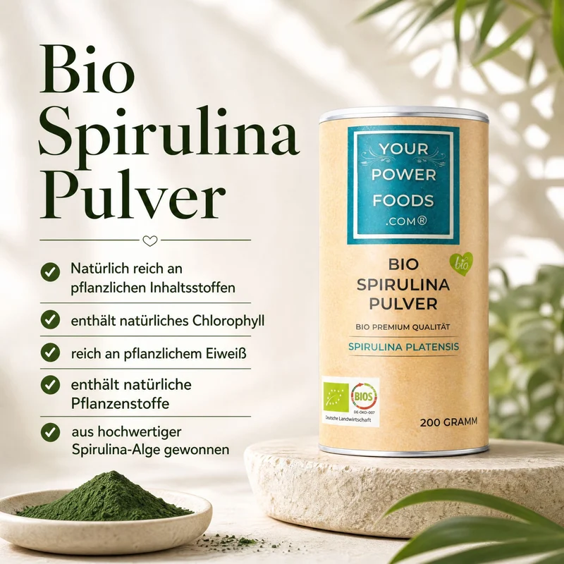 Bio Spirulina Prah, Premium kvalitete, 200g