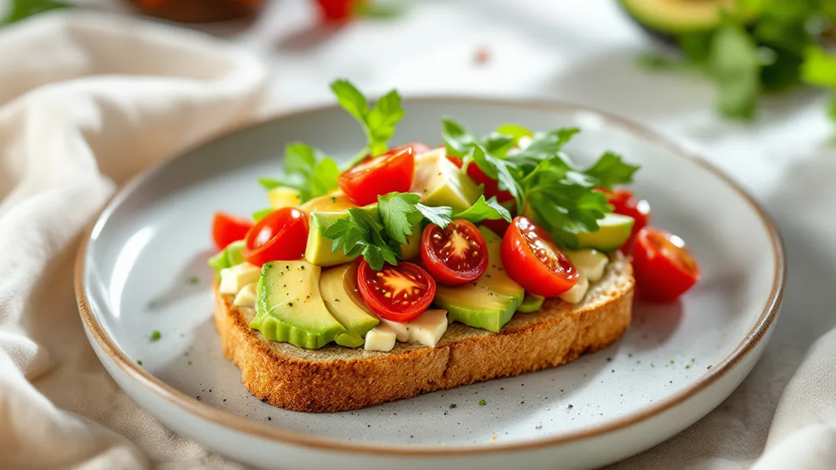 Abendbrot mit Avocado, Hüttenkäse und gerösteten Kürbiskernen