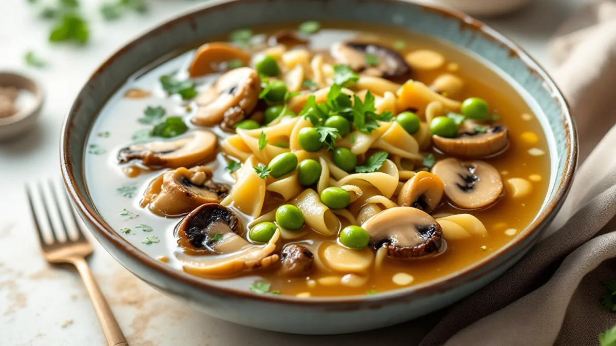 Asiatische Miso-Suppe mit Shiitake, Edamame und Frühlingszwiebeln