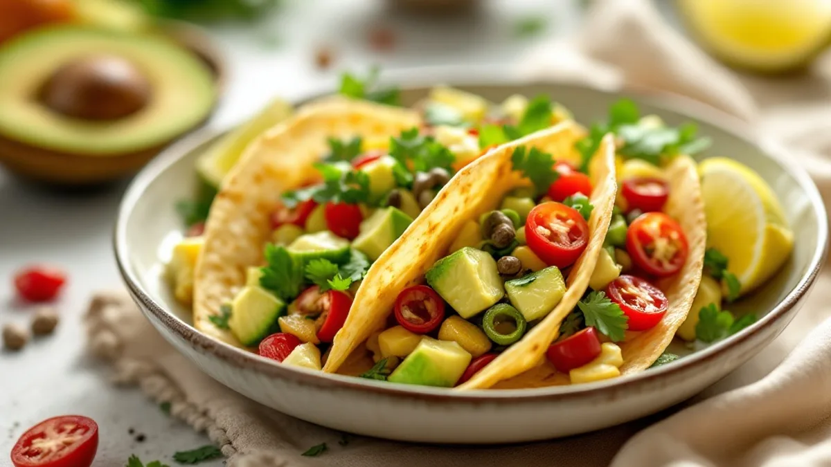 Austernpilz-Tacos mit Avocadocreme und Limette