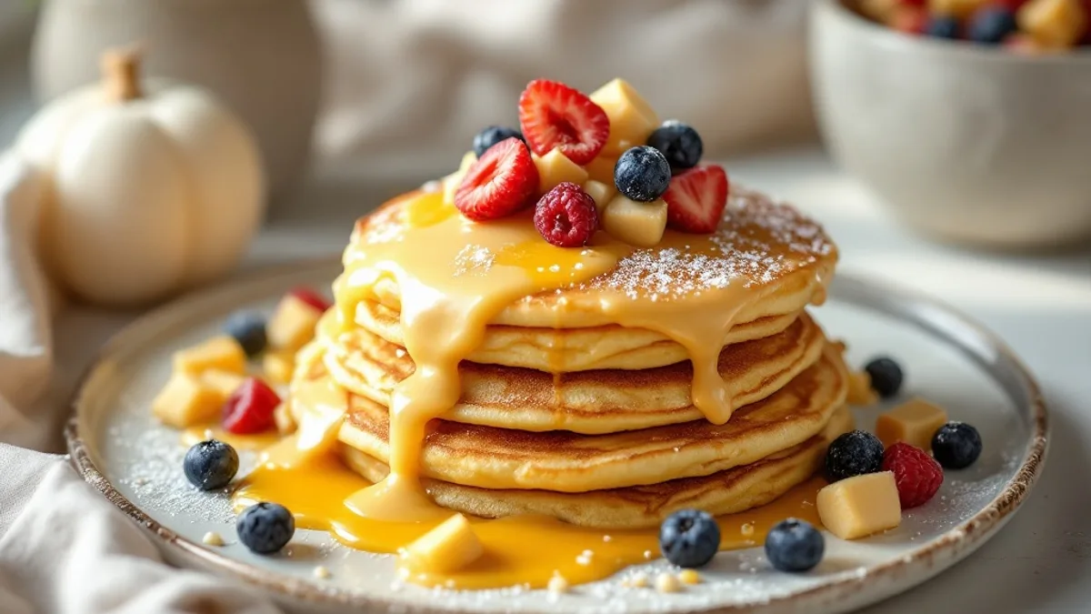 Buchweizen-Pancakes mit Heidelbeerkompott und Mandelmus