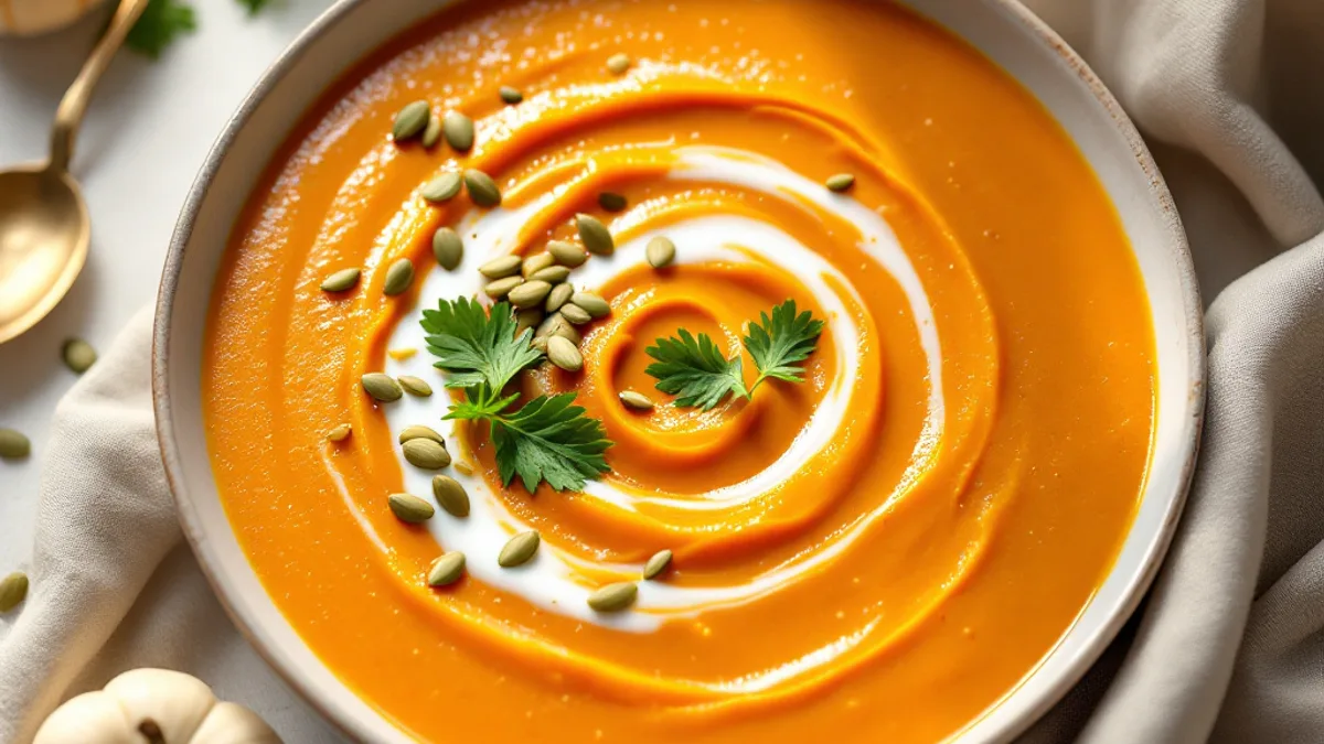 Cremige Kürbis-Ingwer-Suppe mit Kokosmilch