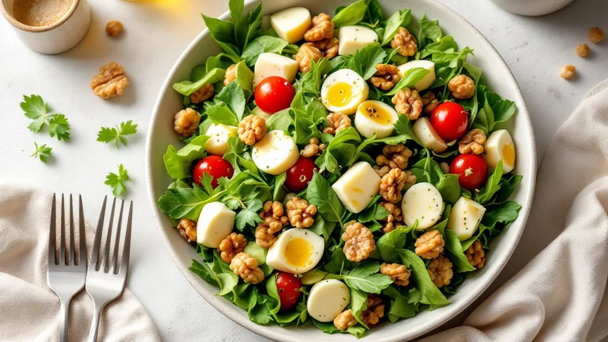 Feldsalat mit gebratener Birne und Ziegenkäse