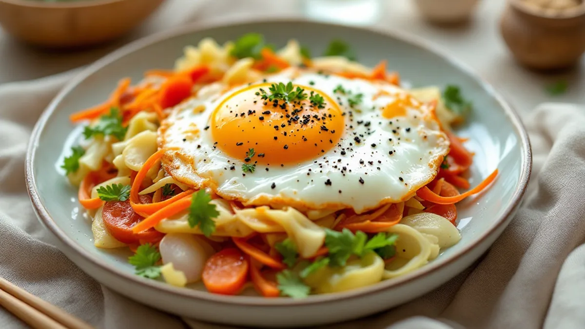 Fermentiertes Kimchi mit Rettich und schwarzem Sesam