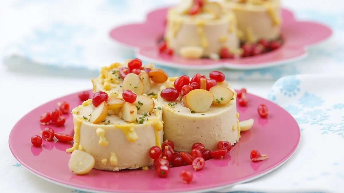 Gebackener Ziegenkäse mit Mandelkruste und Granatapfelkernen