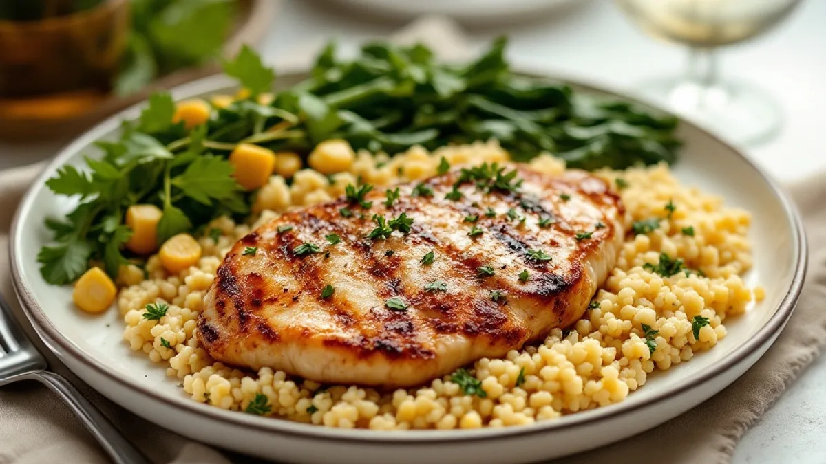 Geflügel-Couscous-Pfanne mit Spinat und Rosinen