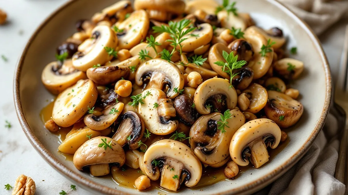 Gefüllte Champignons mit Kräuter-Frischkäse und Walnüssen