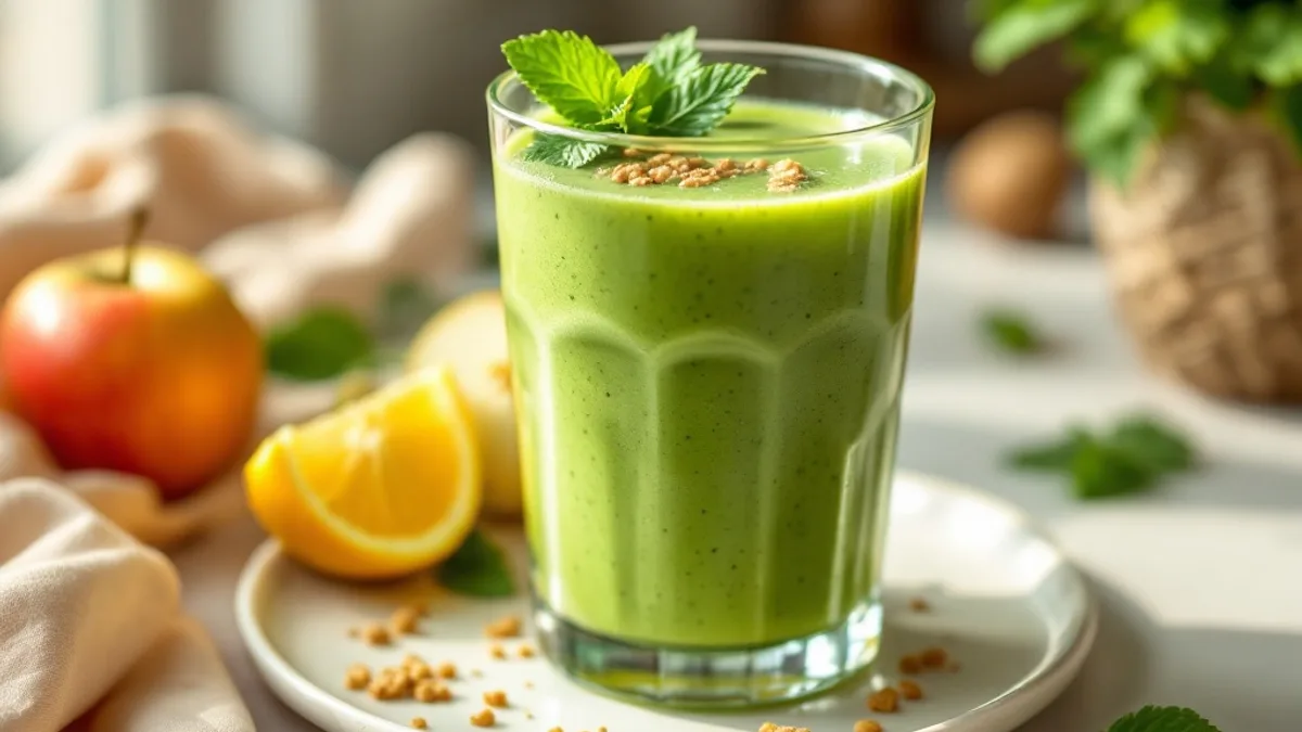 Grüner Detox-Smoothie mit Spinat, Gurke und Ingwer