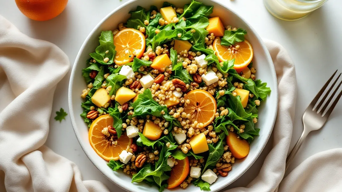 Grünkohl-Quinoa-Salat mit Granatapfel und Orangen-Vinaigrette