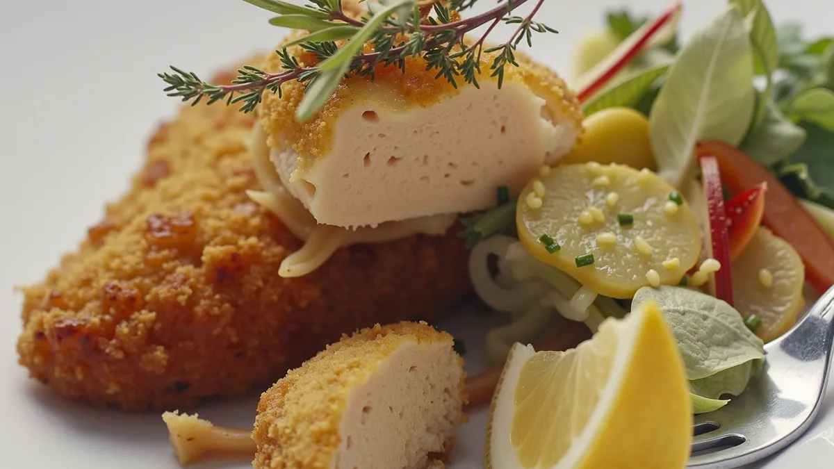 Paniertes Hähnchenfilet mit Kartoffel-Radieschen-Salat