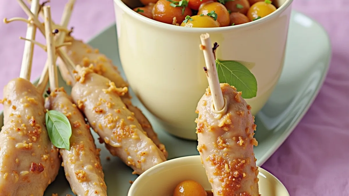 Hähnchen-Spieße mit frischer Nektarinen-Paprika-Soße