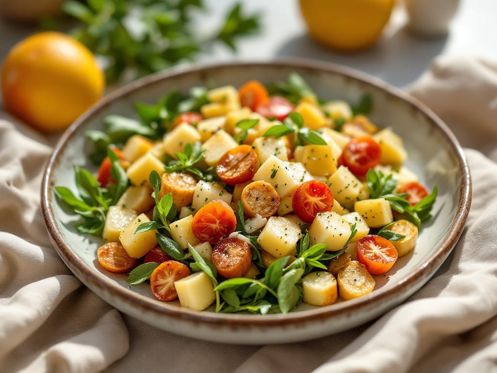 Herzhafte Austern-Vorspeise mit Schalotten-Vinaigrette und Roggencroutons