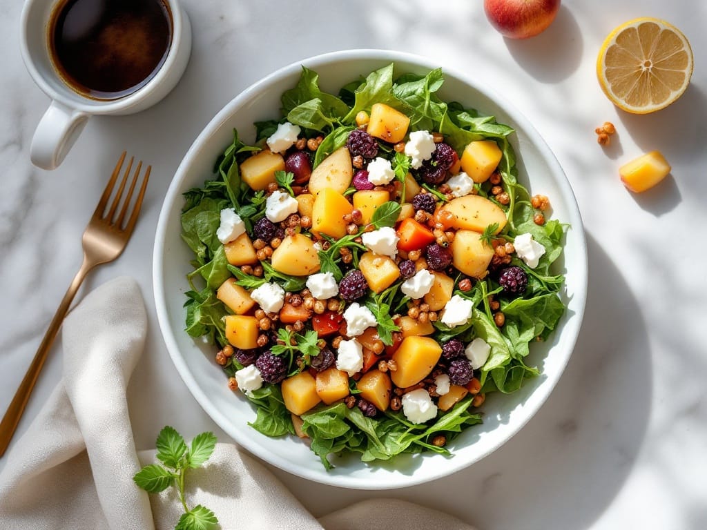Warme Hirse-Bowl mit Ofenkürbis, Granatapfel und Feta