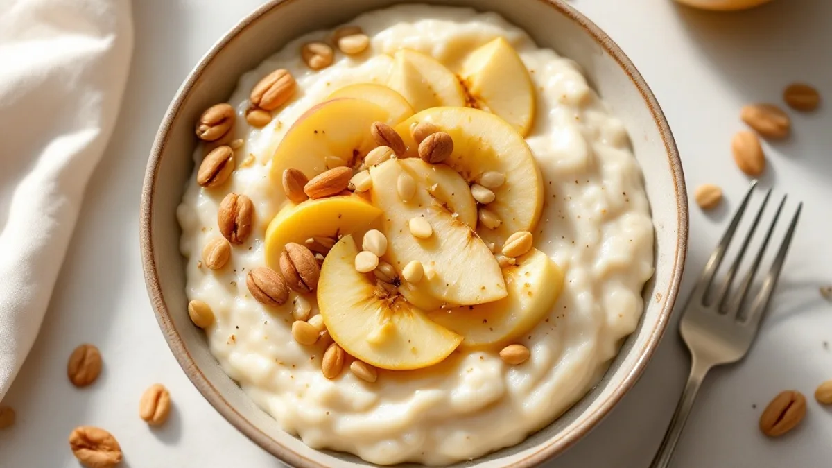 Cremiges Hirse-Porridge mit Apfel und Walnüssen