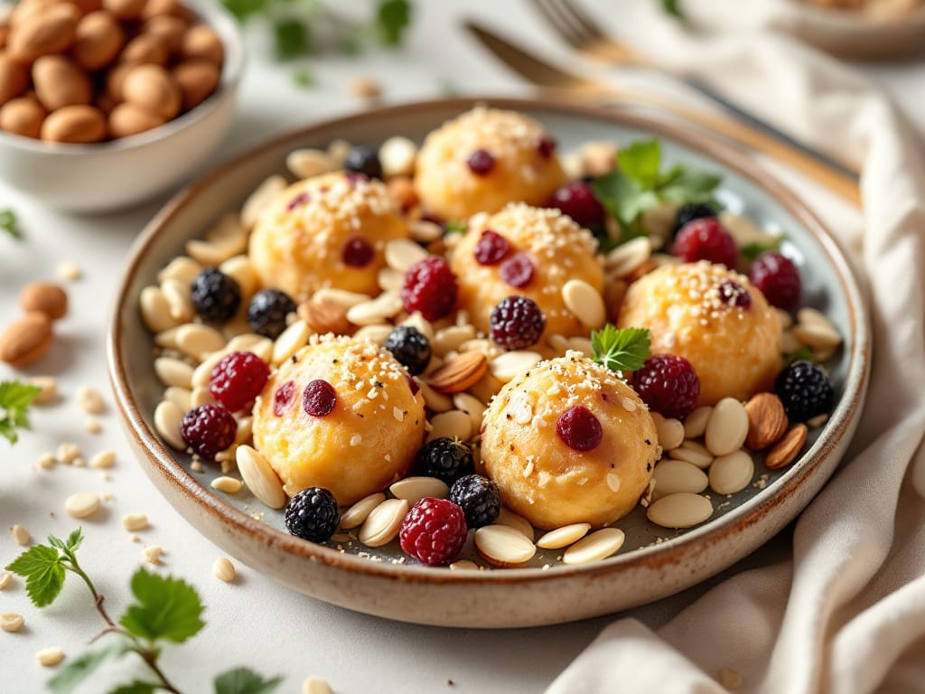 Holunderbeeren-Energiekugeln mit Datteln und Mandeln