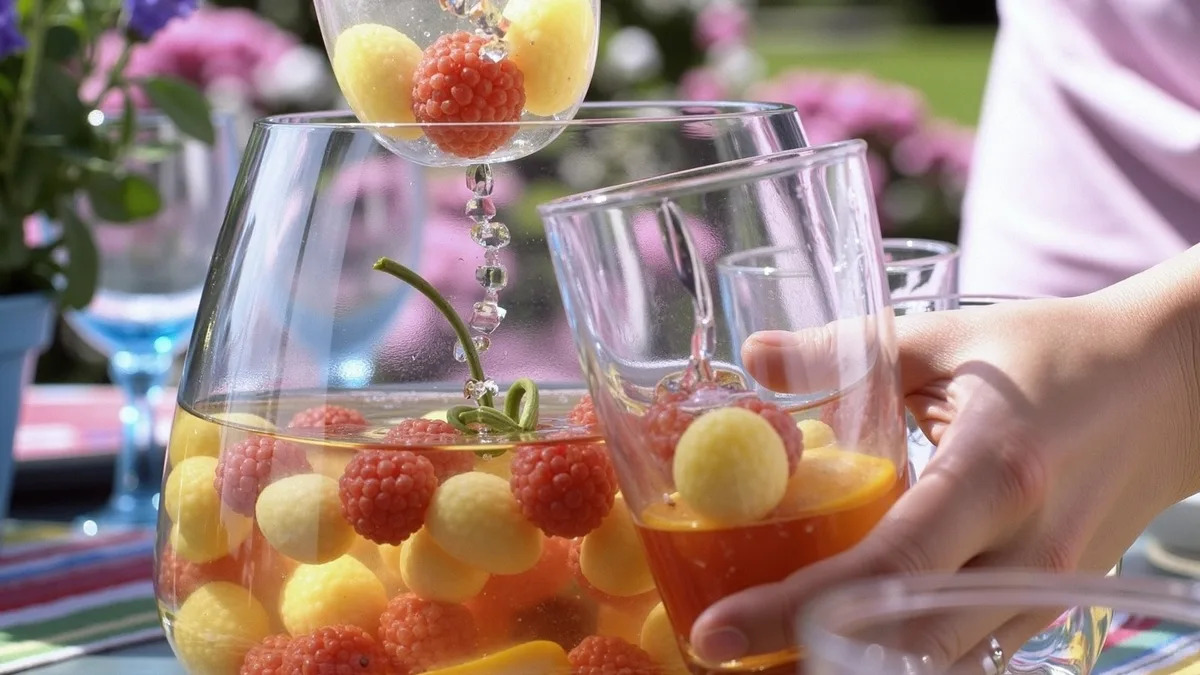 Holunderblüten-Bowle mit Melonenkugeln