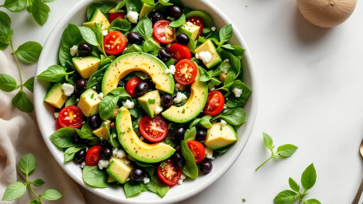 Cremiger Hüttenkäse-Salat mit Avocado und gerösteten Pinienkernen
