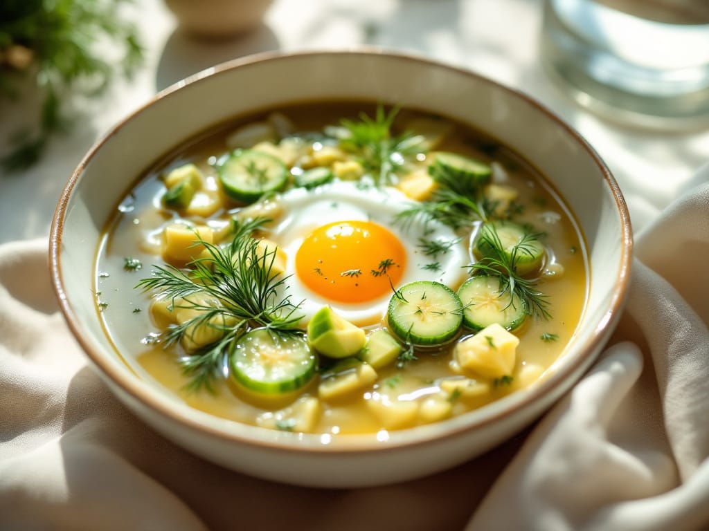 Kalte Gurken-Avocado-Suppe mit Dill und Joghurt