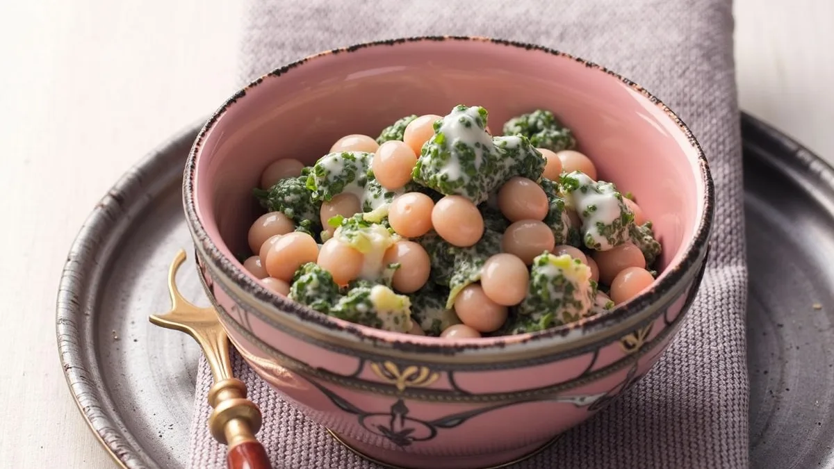Kichererbsen-Spinat-Salat mit Tahin-Joghurt-Dressing