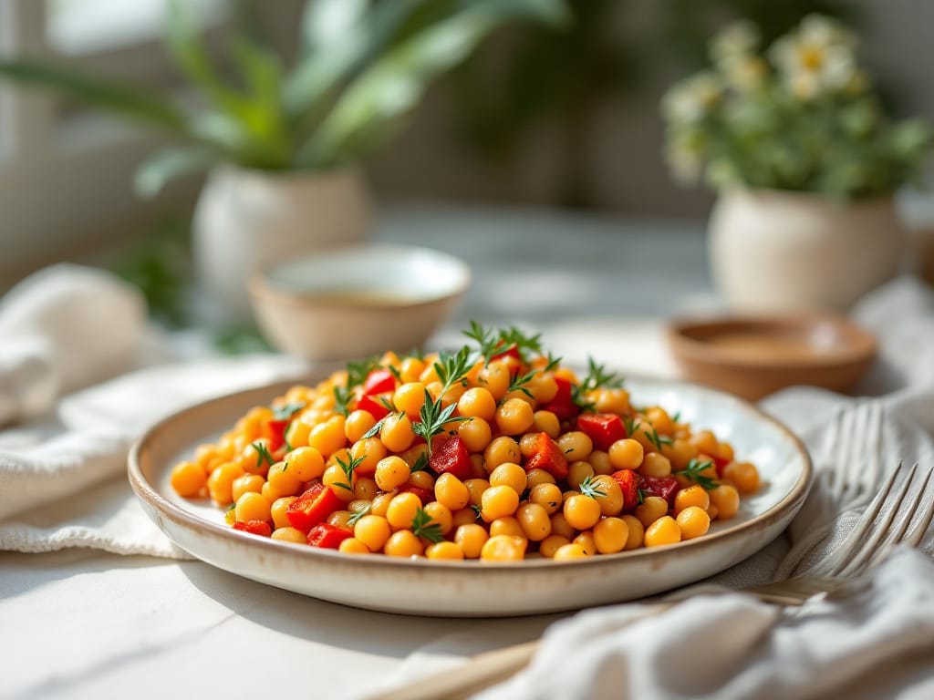 Knusprige Ofen-Kichererbsen mit Paprika und Thymian