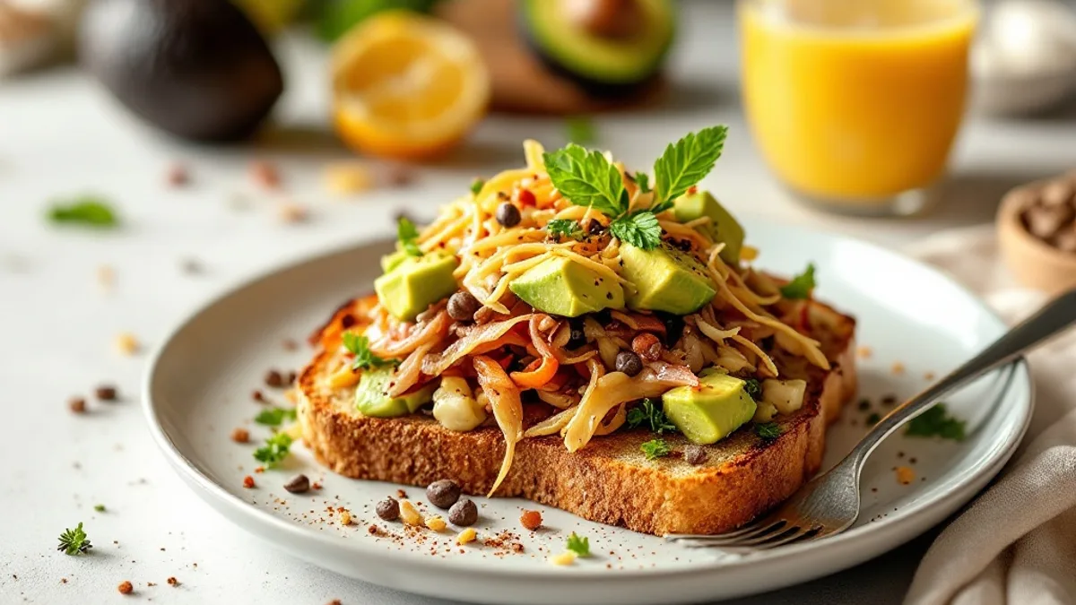 Knuspriges Sauerteigbrot mit Avocado, Sauerkraut und Schwarzkümmel