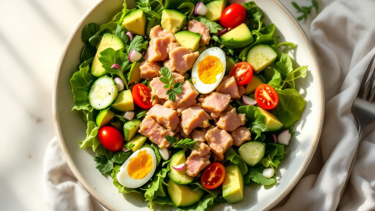 Hranjiva salata od tune i avokada s prepeličjim jajima