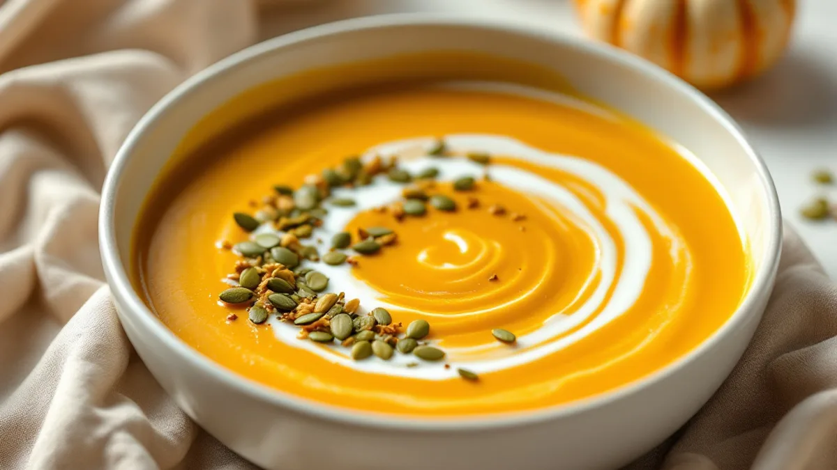 Kürbis-Ingwer-Suppe mit gerösteten Kürbiskernen