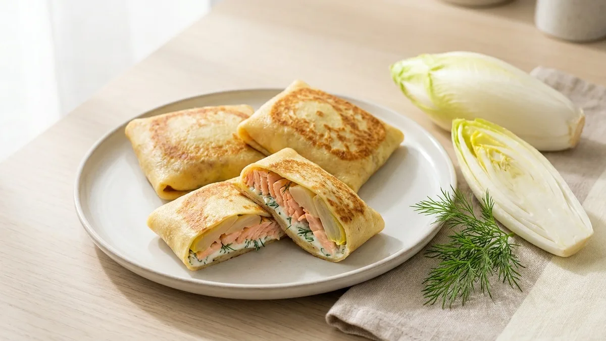 Lachs-Chicorée-Crêpe-Päckchen