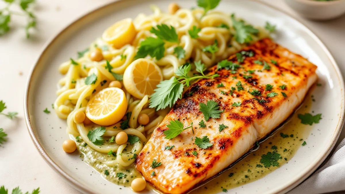 Marinierter Lachs mit würzigem Kräuter-Erdnuss-Pesto