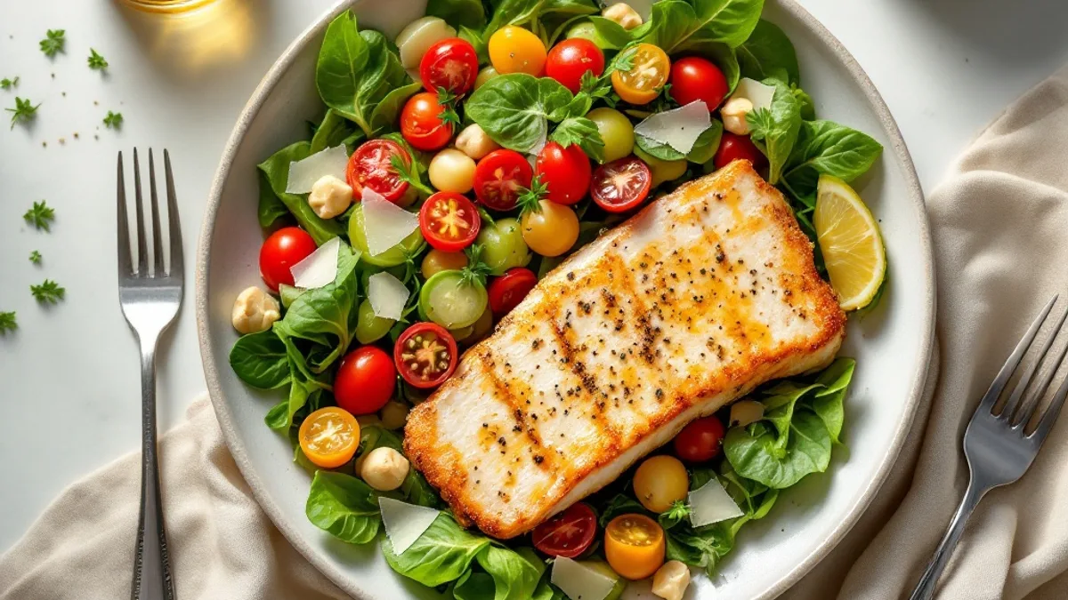 Lachsfilet mit Walnusskruste und Nektarinen-Tomaten-Salat