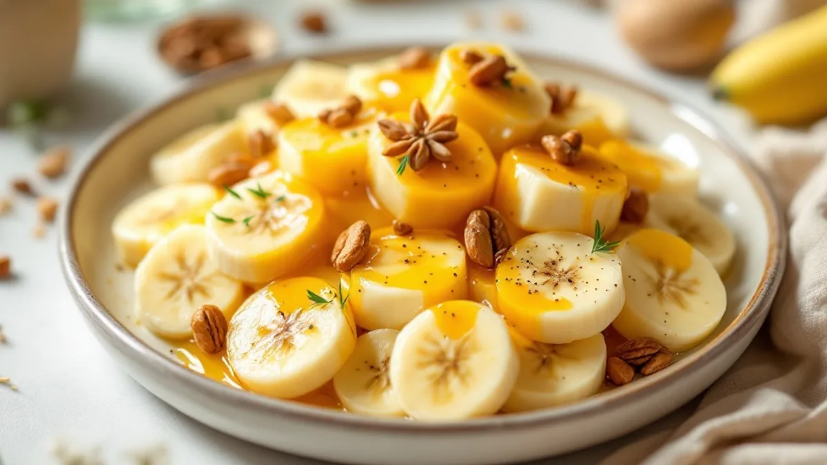 Lauwarmer Hüttenkäse mit Honig und Walnüssen