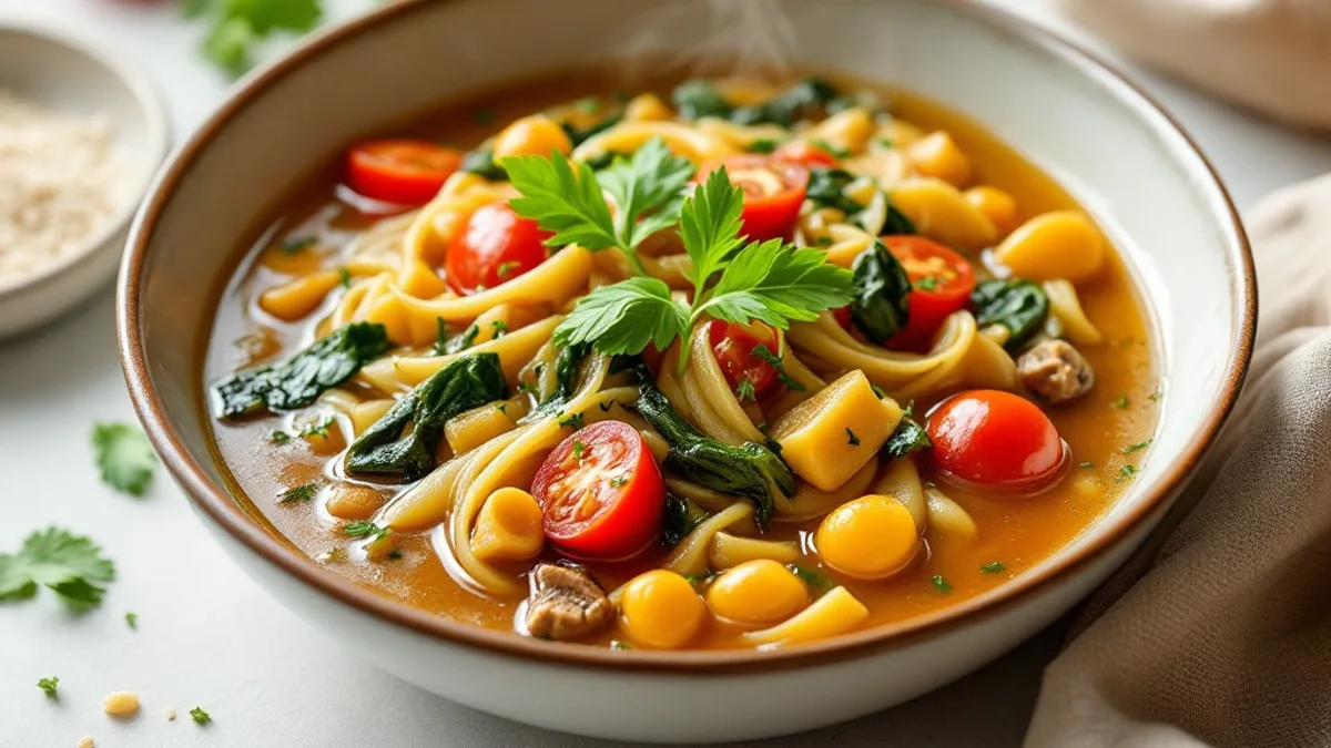 Linsen-Dal mit Spinat und Tomaten