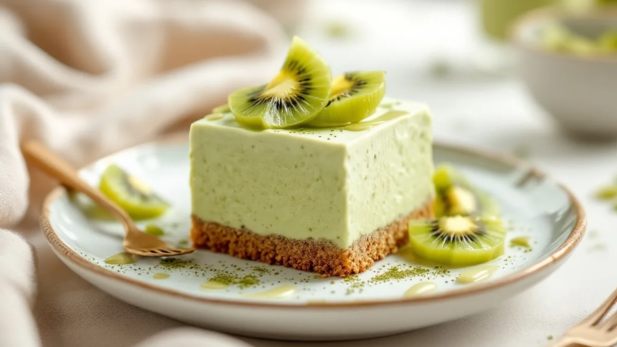 Matcha-Chia-Pudding mit Kokosjoghurt und Kiwi