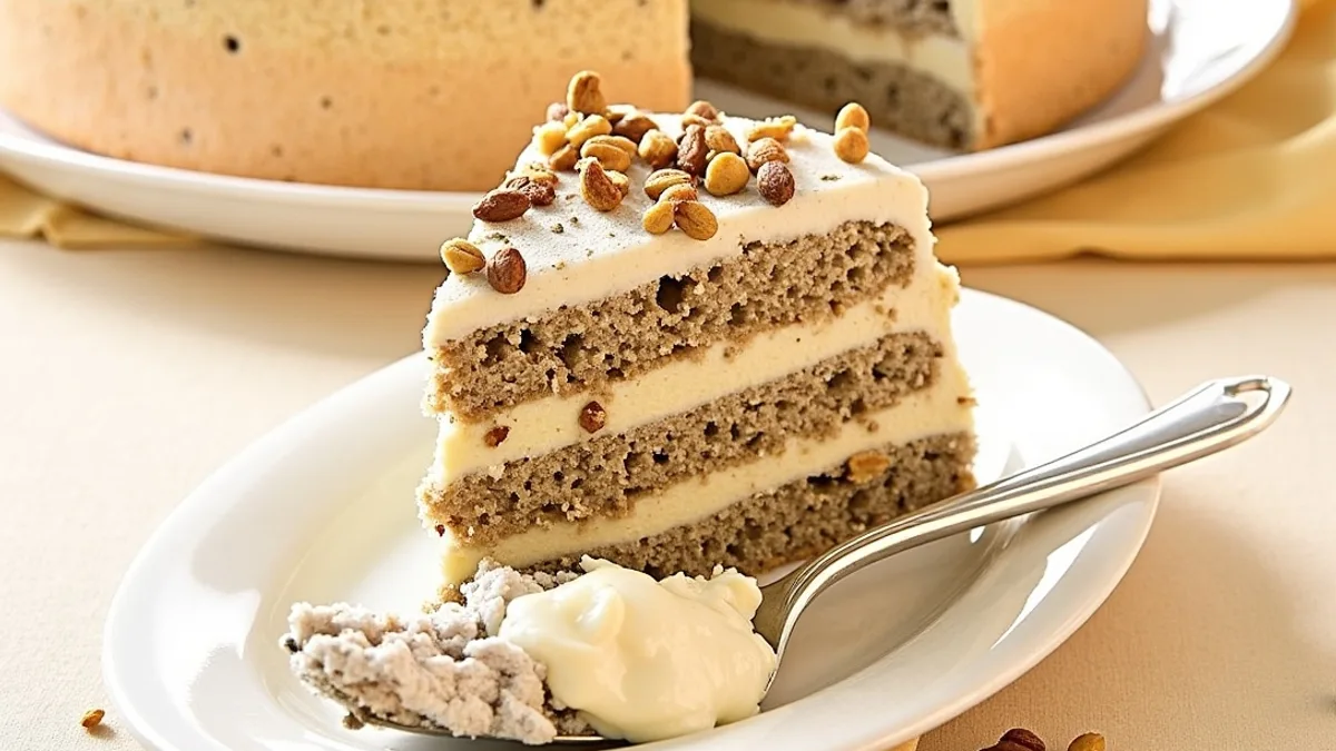 Mohn-Mandel-Torte mit Zimtsahne und Quark