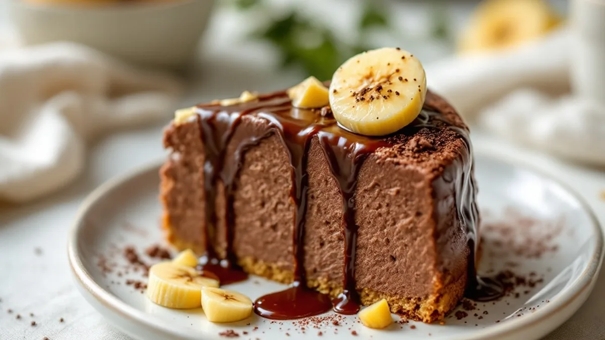 Cremige Schokoladen-Mousse mit Banane und Granatapfel