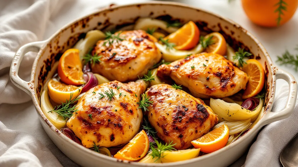 Ofen-Hendl mit Fenchel und Orange