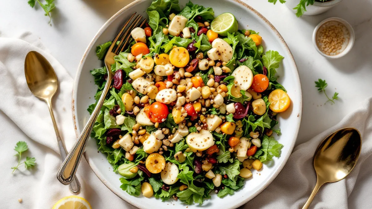 Mlačna salata od pečene tikve s beluga lećom i tahini dresingom