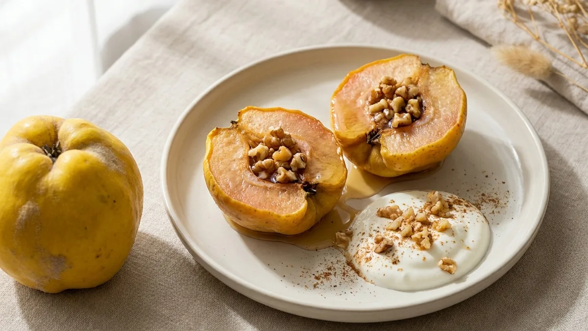 Ofen-Quitten mit Walnuss-Honig-Füllung und Joghurt