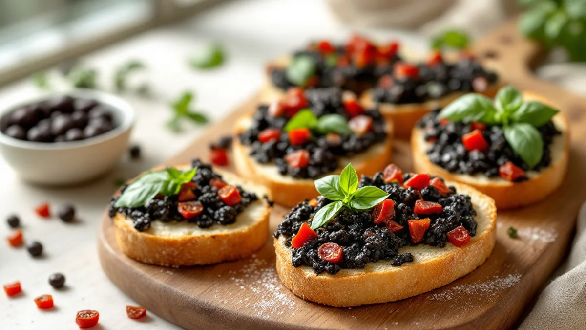 Tapenade od maslina na krišcima bageta