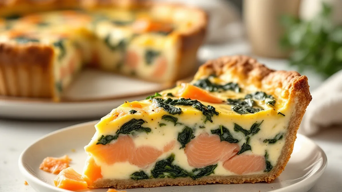 Quiche od cjelovitog žita sa špinatom i lososom