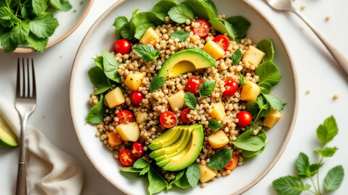 Quinoa-Granatapfel-Salat mit Avocado und Minze
